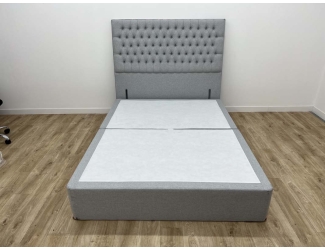 Shire Beds Kingsize Divan Base and Headboard in Dumfries Silver - Clearance